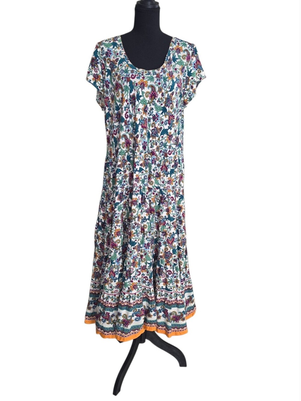 Soft Surroundings Kara Maxi Dress Tiered Floral Paisley PXL